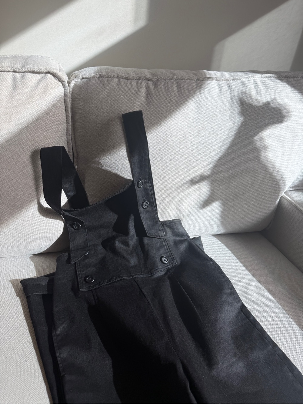 FRAME Raw Denim Wide Leg Overalls